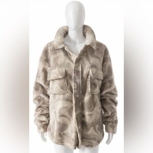 🍀🍀 No Boundaries Oversized Sherpa Jacket | Neutral Marble | M